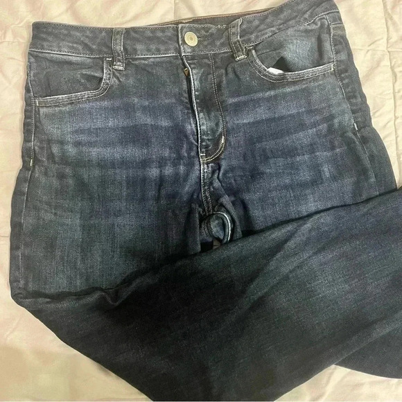 American Eagle Outfitters Hi Rise Jegging Size 12 Long Dark Wash No Distressing - Picture 2 of 8
